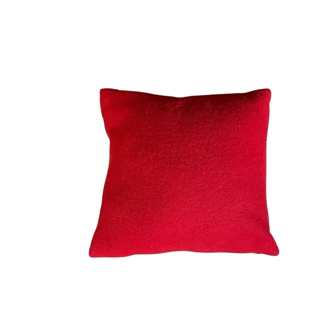 Crate & Barrel Twinkle Red Holiday Pillow With a Beaded Tree Design
